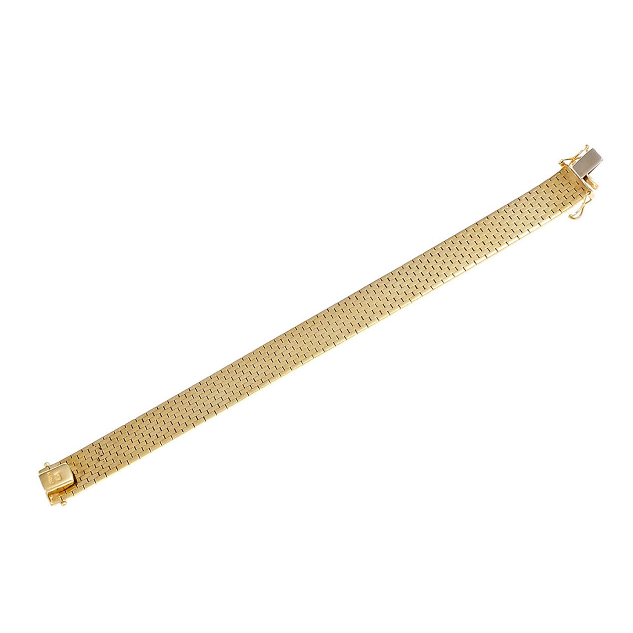 Vintage 1960 Brick Mesh 14k Yellow Gold Bracelet Italy